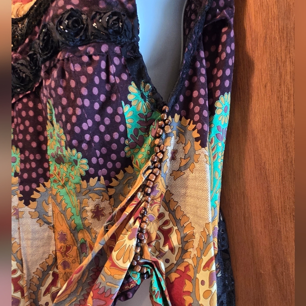 Purple and Orange Asymmetrical Tunic Blouse - Picture 4 of 8